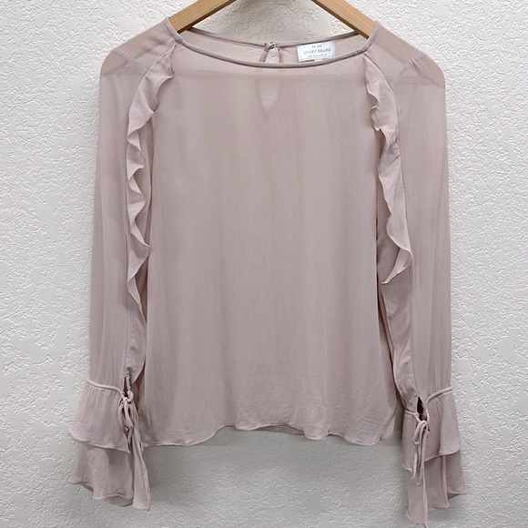 Lucky Brand Tops - Lucky Brand Sheer Ruffled Sleeve Blouse in Dusty Rose XS